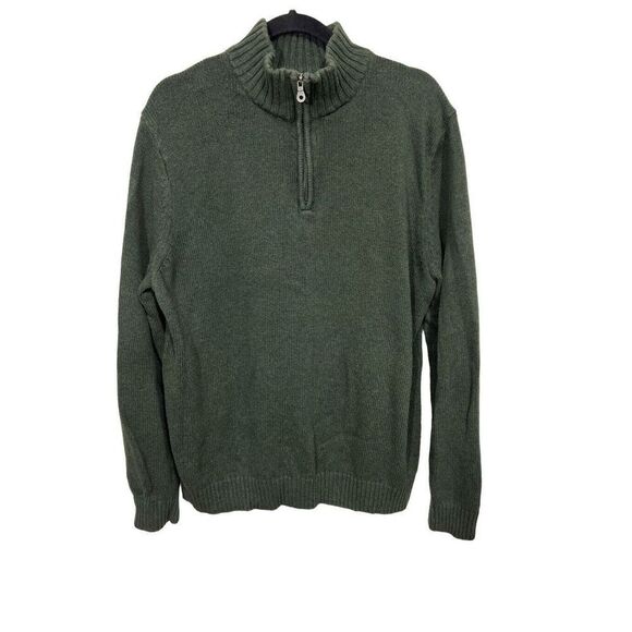 Croft & Barrow Knit Sweater Mens Size XXL Green 1/4 Zip Mock Neck Long Sleeve - Picture 4 of 8